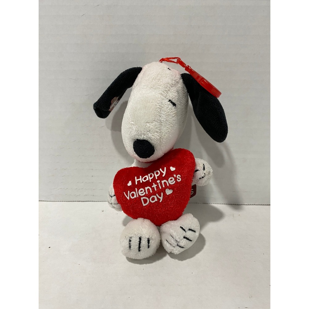 Peanuts Snoopy Plush Keychain Happy Valentine's Day Heart Red White 6in